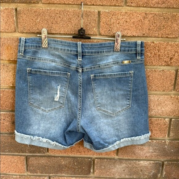 KanCan Blue Distressed Jean Shorts Relaxed Fit - Picture 5 of 9